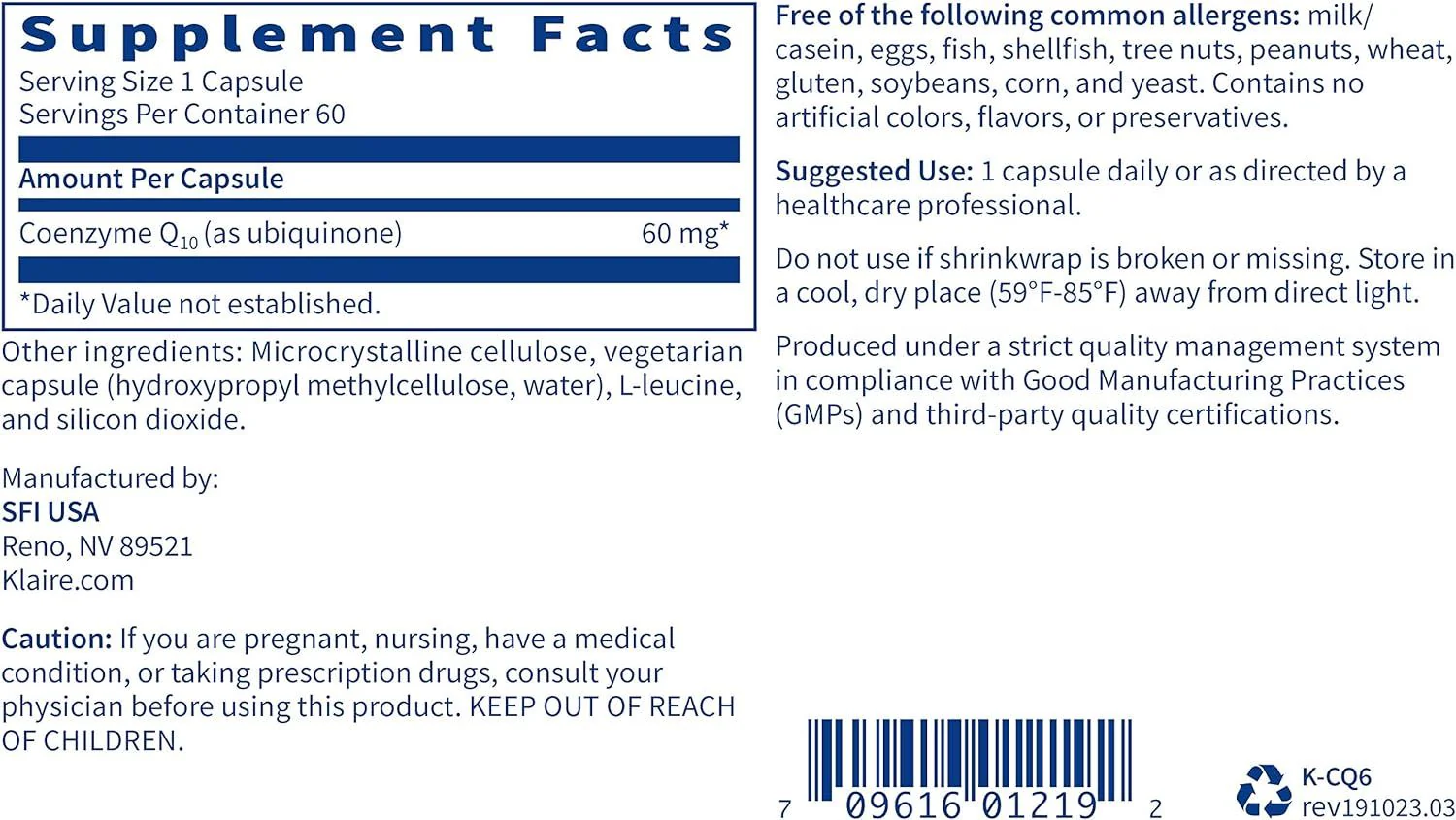 Coenzyme Q10 60 MG 60 Veggie Caps - Image 7