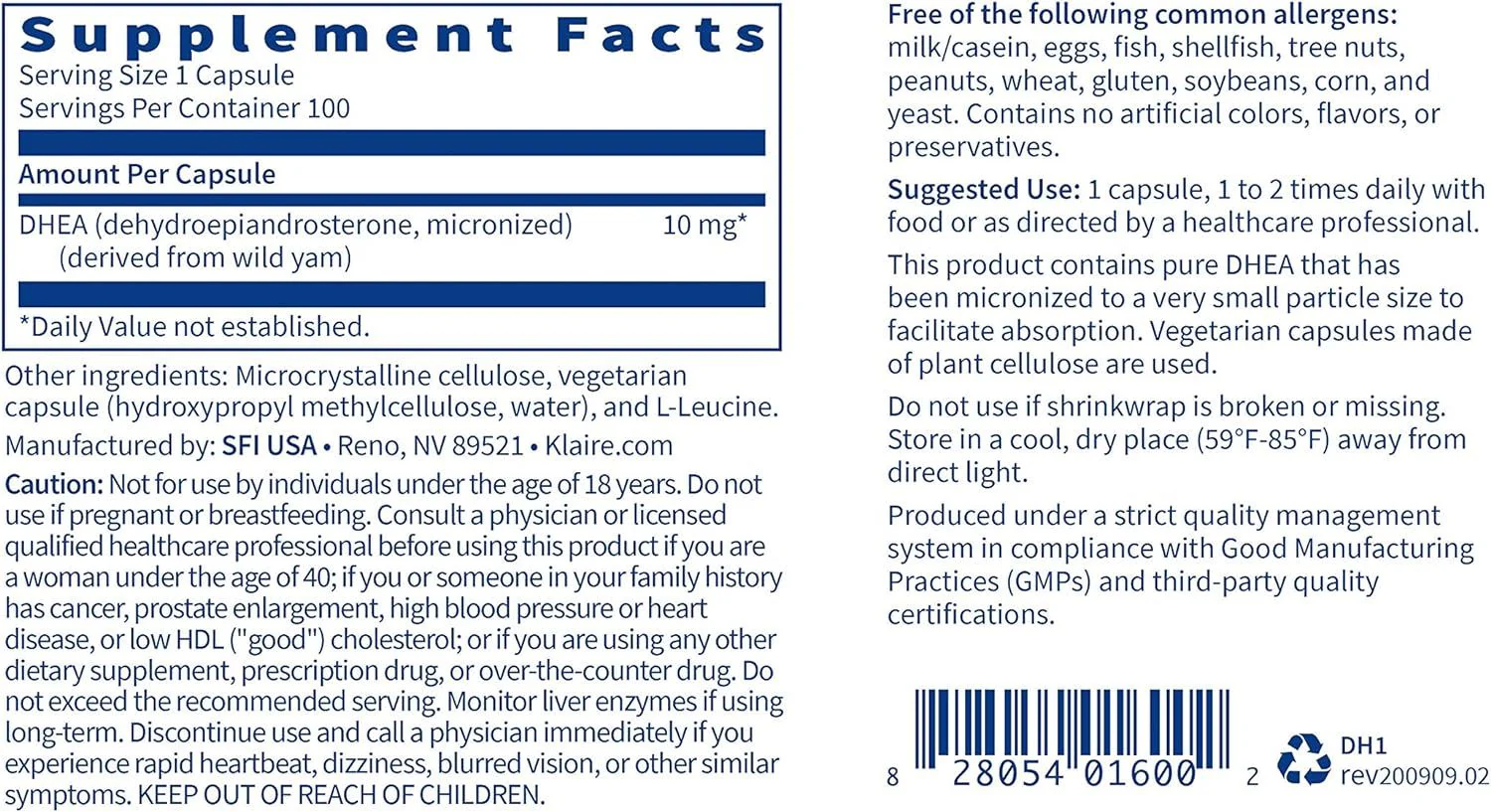DHEA 10 MG 100 Veggie Caps - Image 3