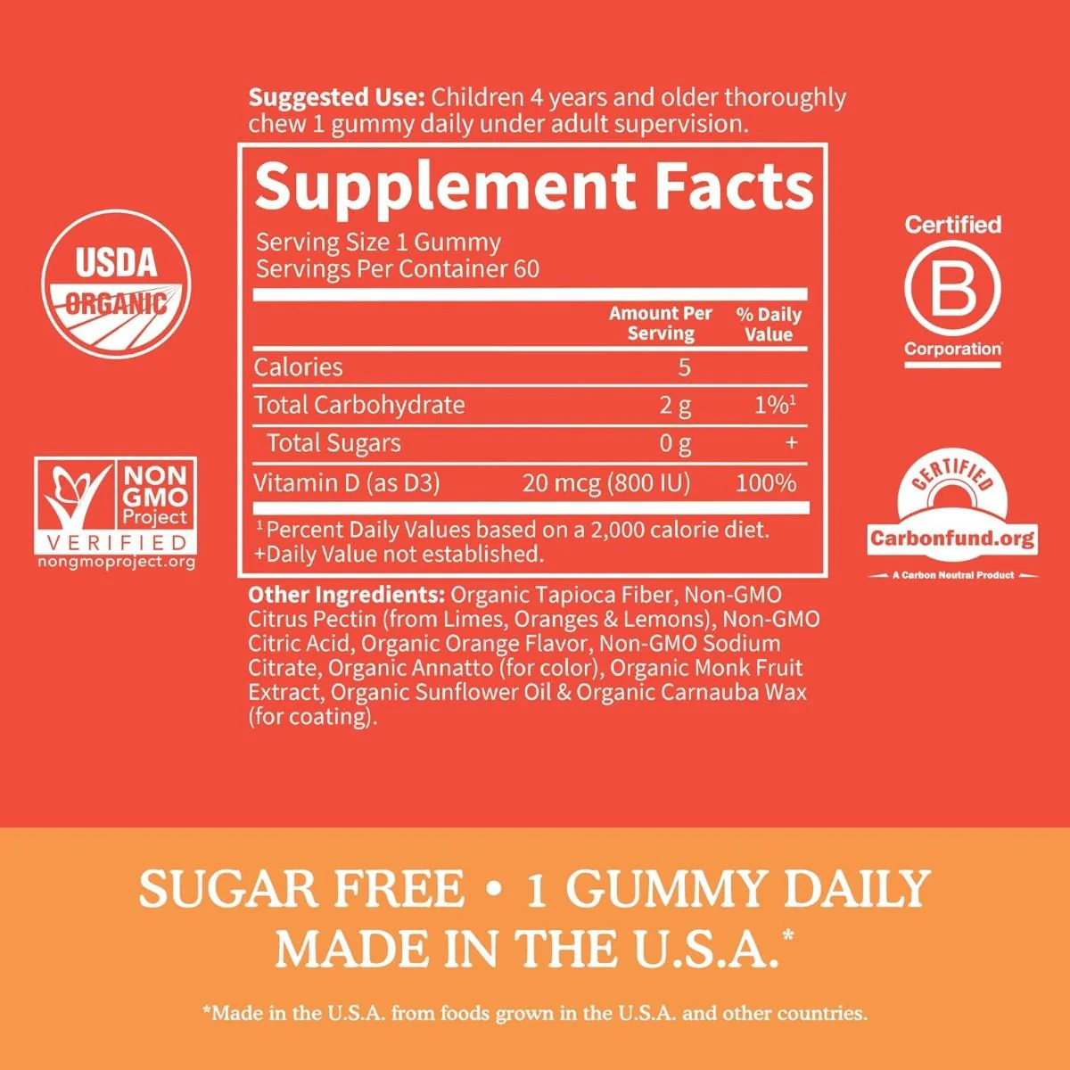 Kids Vitamin D3 Gummy 60 Gummies Orange - Image 5