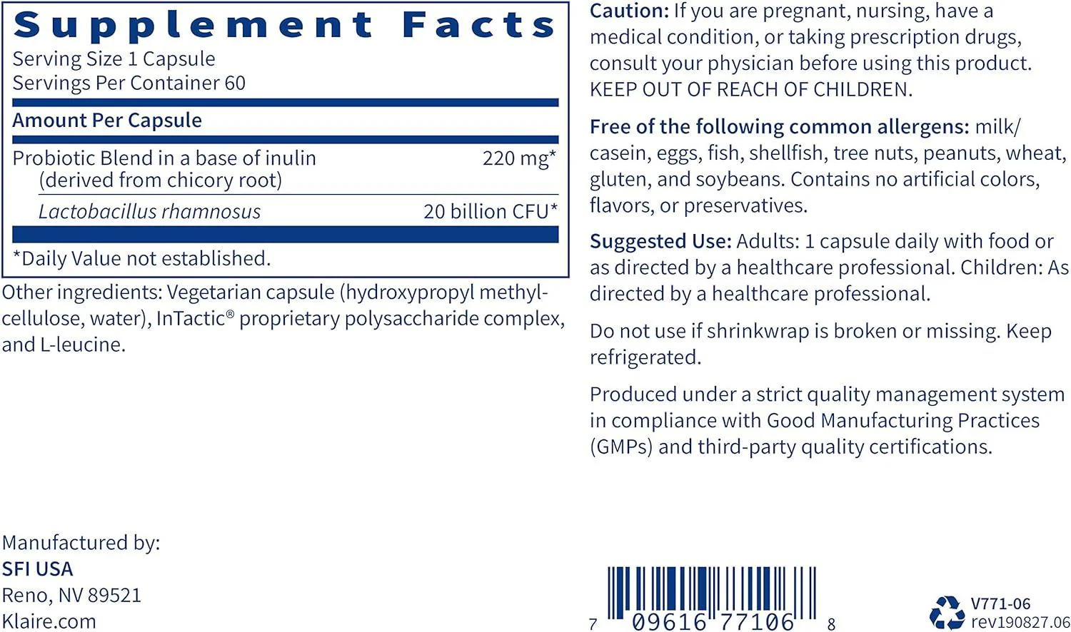 Ther-Biotic Factor 1: Lactobacillus Rhamnosus 60 Veggie Caps - Image 4