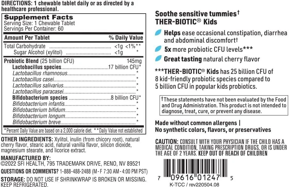 Ther-Biotic Kids (FKA Children’s Chewable) 60 Chewable Tablets - Image 5