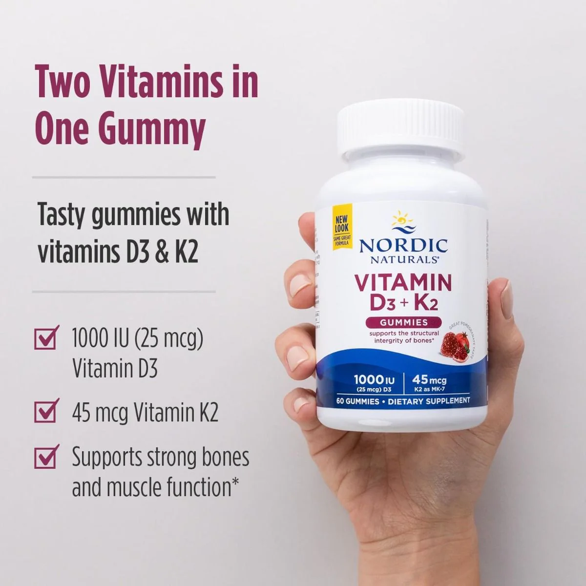 Vitamin D3 + K2 Gummies 1000 IU 60 Gummies Pomegranate - Image 6